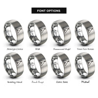 font options for inside engraving on silver wickiup shelter entrance rings