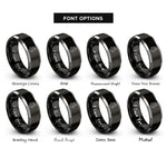 font options for inside engraving on black & grey wife heart rings