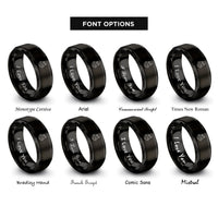 font options for inside engraving on black wife heart rings