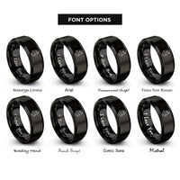 font options for inside engraving on black wife heart rings