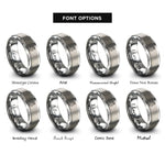 font options for inside engraving on gray wife heart rings