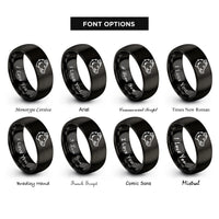 font options for inside engraving on black wild boar rings