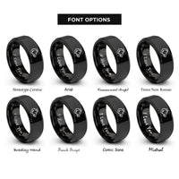 font options for inside engraving on black wild boar rings