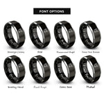font options for inside engraving on black & silver wildebeest rings