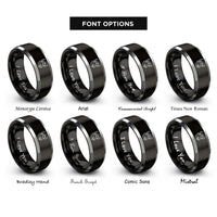 font options for inside engraving on black & silver wildebeest rings