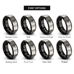 font options for inside engraving on black & grey wildebeest skull circle rings