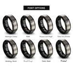 font options for inside engraving on black & grey wildebeest skull circle rings