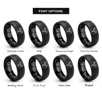 font options for inside engraving on black wildebeest skull circle rings