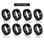 font options for inside engraving on black wildebeest skull circle rings