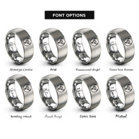 font options for inside engraving on gray wildebeest skull circle rings