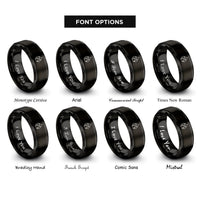 font options for inside engraving on black wildfire flame rings