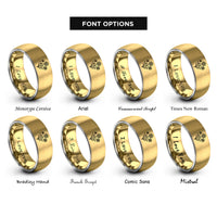 font options for inside engraving on gold & silver wildflower daisy rings