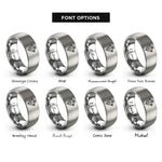 font options for inside engraving on silver wildflower daisy rings