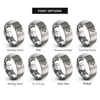 font options for inside engraving on silver wildflower daisy rings