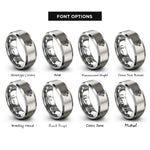 font options for inside engraving on silver wildflower daisy rings