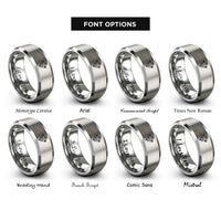 font options for inside engraving on silver wildflower daisy rings