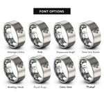 font options for inside engraving on gray wildflower daisy rings
