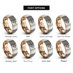 font options for inside engraving on rose gold & gray wildflower daisy rings
