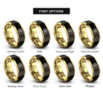 font options for inside engraving on black & gold wildflower print rings