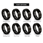 font options for inside engraving on black wildflower print rings