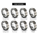 font options for inside engraving on grey wildflower sprig buds rings