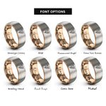 font options for inside engraving on rose gold & grey wildflower sprig buds rings