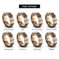 font options for inside engraving on rose gold wildflower sprig buds rings