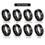 font options for inside engraving on black & gray willow leaf circle rings