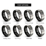 font options for inside engraving on black & grey willow roots rings