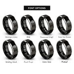 font options for inside engraving on black & grey willow roots rings