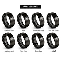 font options for inside engraving on black willow roots rings