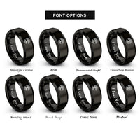 font options for inside engraving on black willow roots rings
