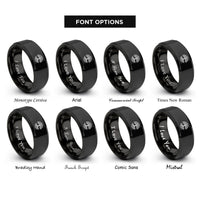 font options for inside engraving on black willow roots rings