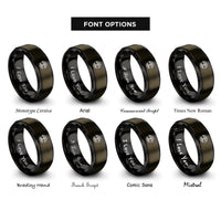 font options for inside engraving on gunmetal & black willow roots rings