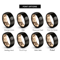 font options for inside engraving on black & rose gold willow tree swing rings