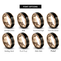 font options for inside engraving on black & rose gold willow tree swing rings