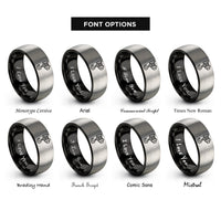 font options for inside engraving on black & grey winch hook rings