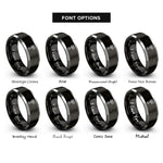font options for inside engraving on black & silver winch hook rings