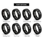 font options for inside engraving on black wind direction arrow rings