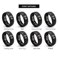 font options for inside engraving on black wind direction arrow rings