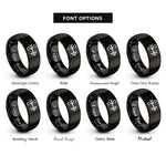 font options for inside engraving on black wind direction arrow rings