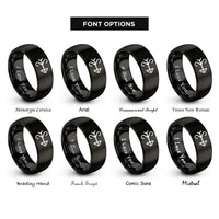 font options for inside engraving on black wind direction arrow rings