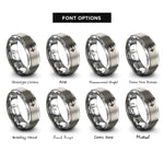 font options for inside engraving on silver wind direction arrow rings