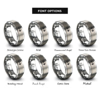 font options for inside engraving on silver wind direction arrow rings
