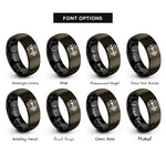 font options for inside engraving on gunmetal & black wind direction arrow rings