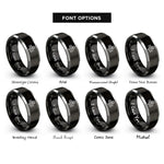 font options for inside engraving on black & gray wind gust waveform rings