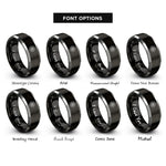 font options for inside engraving on black & silver wind rose rings