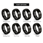 font options for inside engraving on black wind rose rings