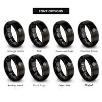 font options for inside engraving on black wind rose rings