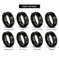 font options for inside engraving on black wind rose rings